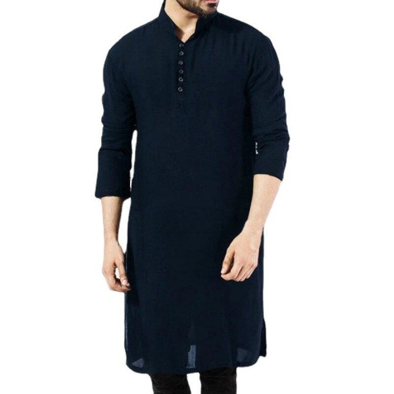 Plus Size moda muzułmańska koszula arabska długie koszule szata indyka odzież męska dubajska islamska Kurta Man Abaya Homme 4XL 5XL