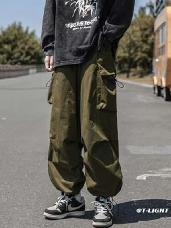 Брюки-карго Y2k мужские, Джоггеры в Корейском стиле, брюки-султанки в стиле Харадзюку, парашютные штаны оверсайз, в стиле Харадзюку, y2k
