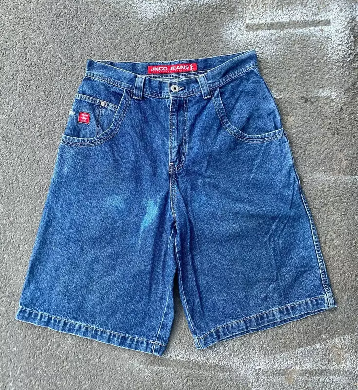 Hip Hop Hai Streetwear Jnco Shorts Y2K Grafik Retro blau Baggy Denim Gym Shorts Hosen hohe Taille Herren Basketball Shorts