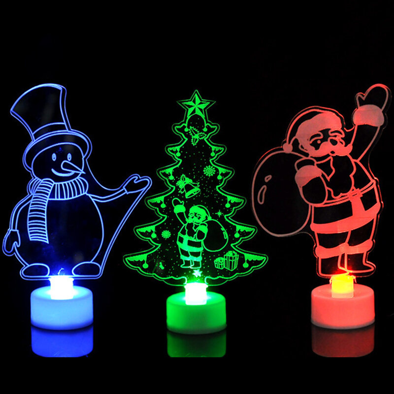 الإبداعية الجميلة الملونة LED أضواء الزخرفية شجرة عيد الميلاد زينة لوازم الحفلات الاكريليك عيد الميلاد أضواء الليل هدية