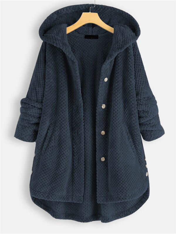 Женское двустороннее флисовое пальто с капюшоном, размеры 5XL