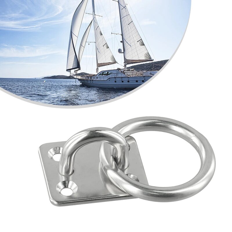 Marine Eye Plate Stable Stainless Steel Universal With Ring 1 Pcs Rust Protection Square Accessories Boat Cabin