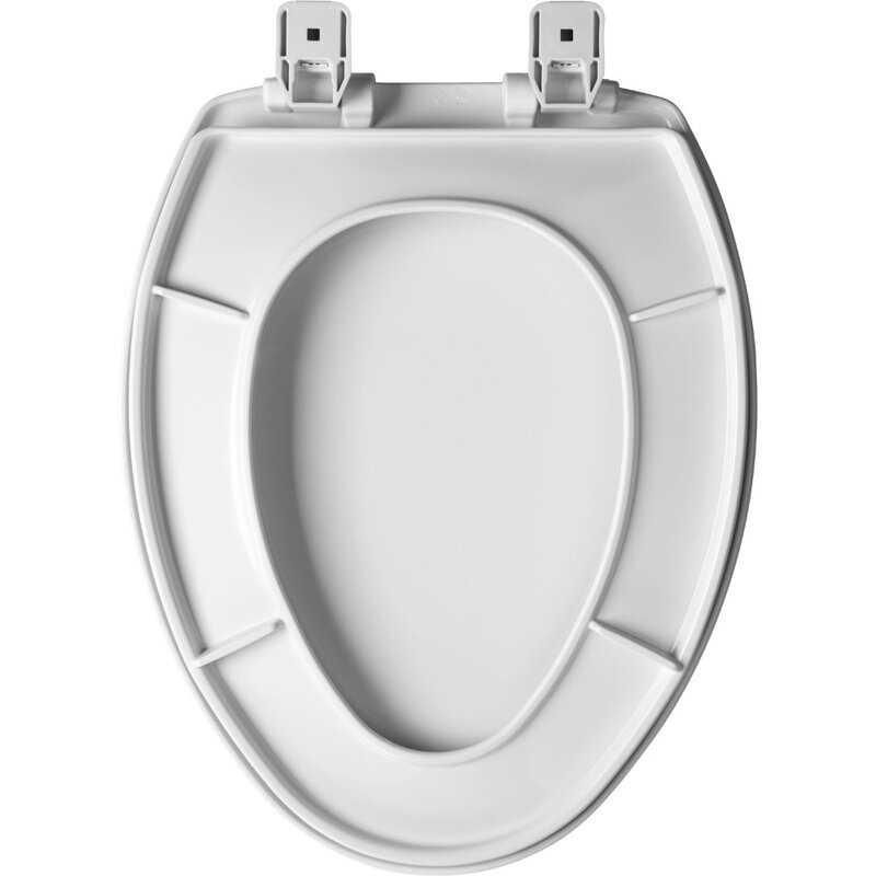 Slow Close Elongated Plastic Toilet Seat in White Never Loosens