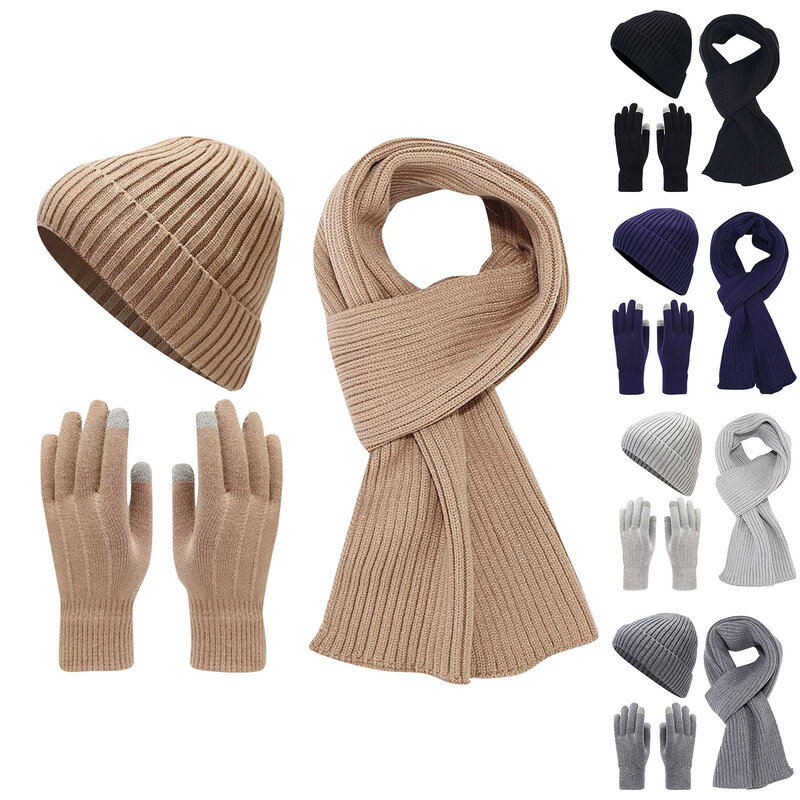 Cappello da donna accessori eleganti sciarpa donna 2023 Set caldo spesso lavorato a maglia fazzoletto da collo in tinta unita inverno 2024 hémi26.