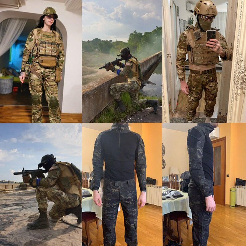 Camisa de camuflaje táctico para hombre, uniforme Militar Multicam de combate del Ejército de EE. UU. De manga larga, para senderismo, peces, Airsoft, culturismo