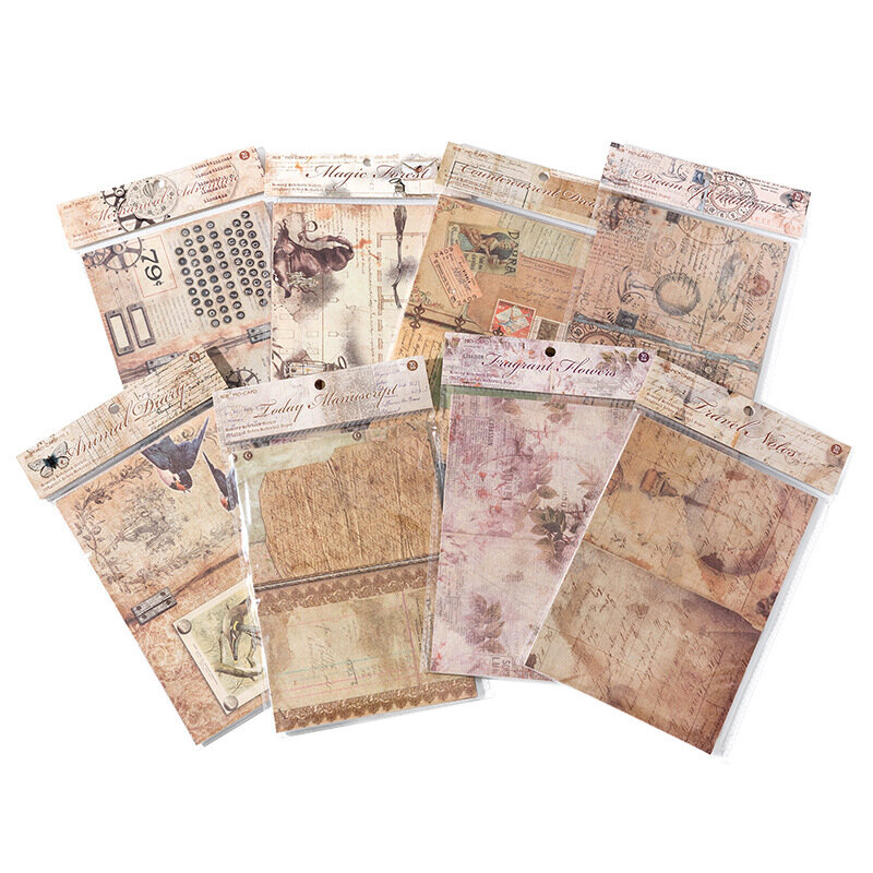 30 Pcs Vintage Scrapbooking Diy Material Paper Decorative Retro Plant Flower Notes Collection Diary Journal Background Paper
