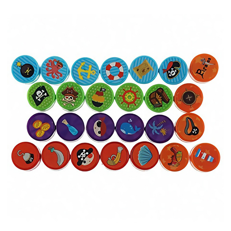 Selo padrão pirata para crianças, Carimelos dos desenhos animados, Kids 'Party Brinquedos favoritos, Padrão Desenho Crafts Set, 26 pcs