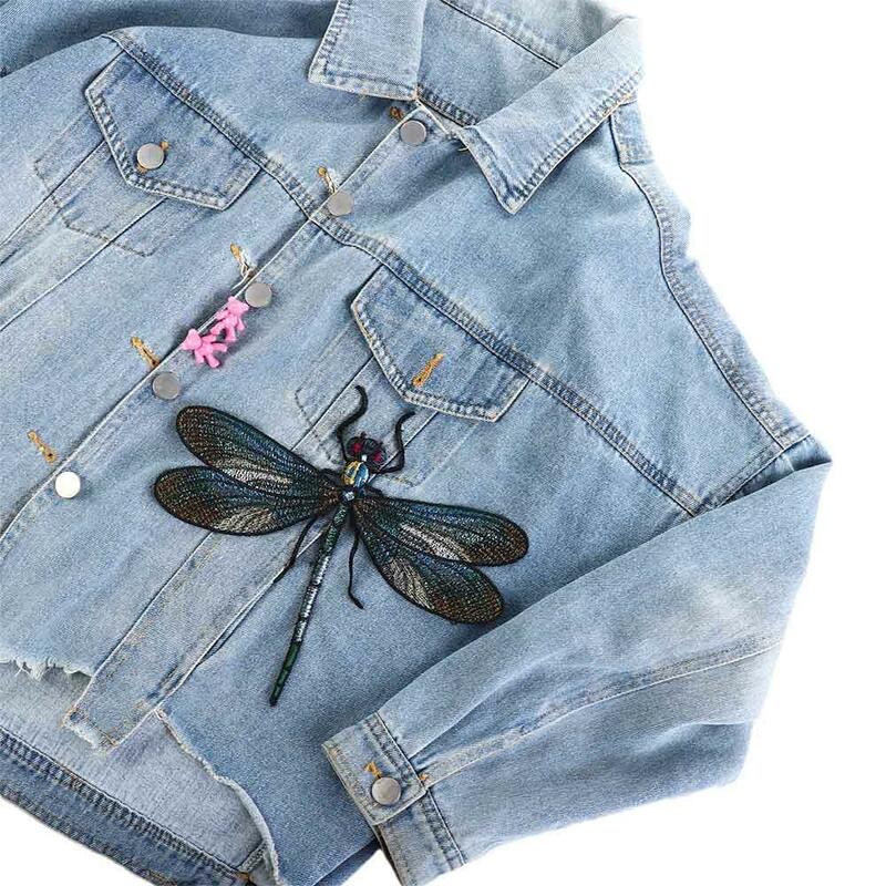 1pc große Libelle Eisen auf Patches für Kleidung Stickerei Patch Stoff DIY Applique Abzeichen für Kleidung Brosche Scrap booking
