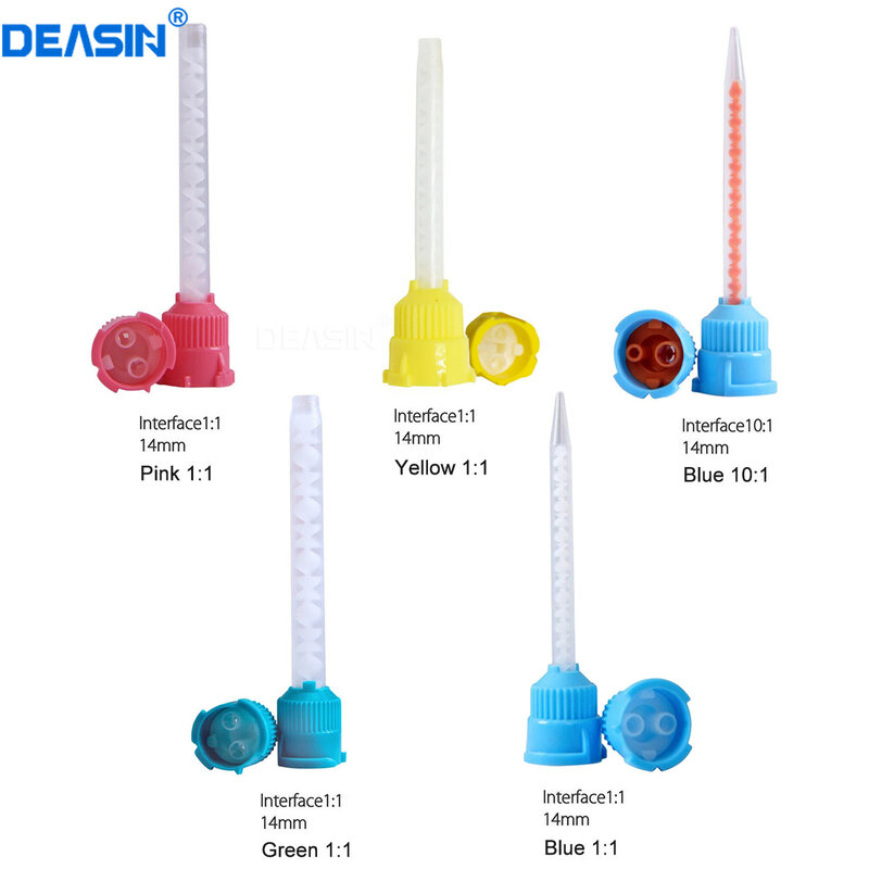 High Quality 50pcs Dental Materials Dental Silicone Rubber Delivery Mix Head Disposable Impression Nozzle Mix Head Mix Tube