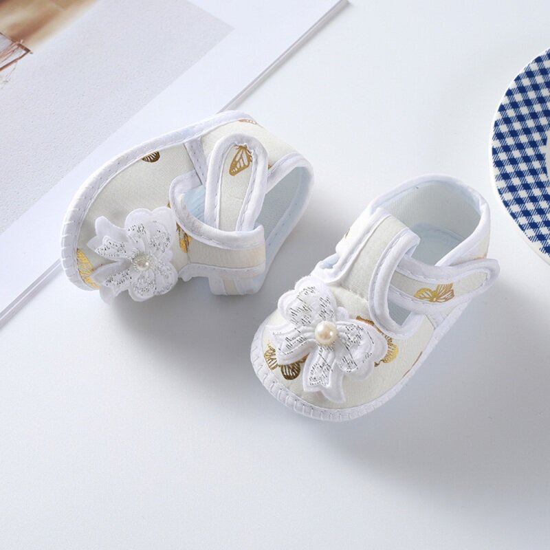 Zapatos antideslizantes de suela suave para bebé y niña, calzado de princesa para primeros pasos, con pajarita, 0 a 1 años