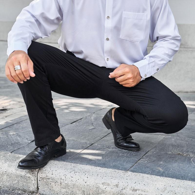 กางเกงผ้าฝ้ายผู้ชายอ้วนกางเกงลำลองไซส์ใหญ่30-50กางเกงสีกากีสีดำผ้ายืด