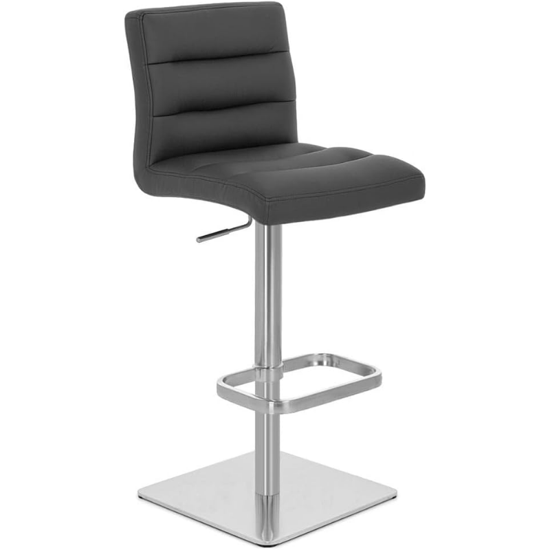 Zuri-taburete de Bar negro de altura ajustable, mueble moderno con Base cuadrada cepillada