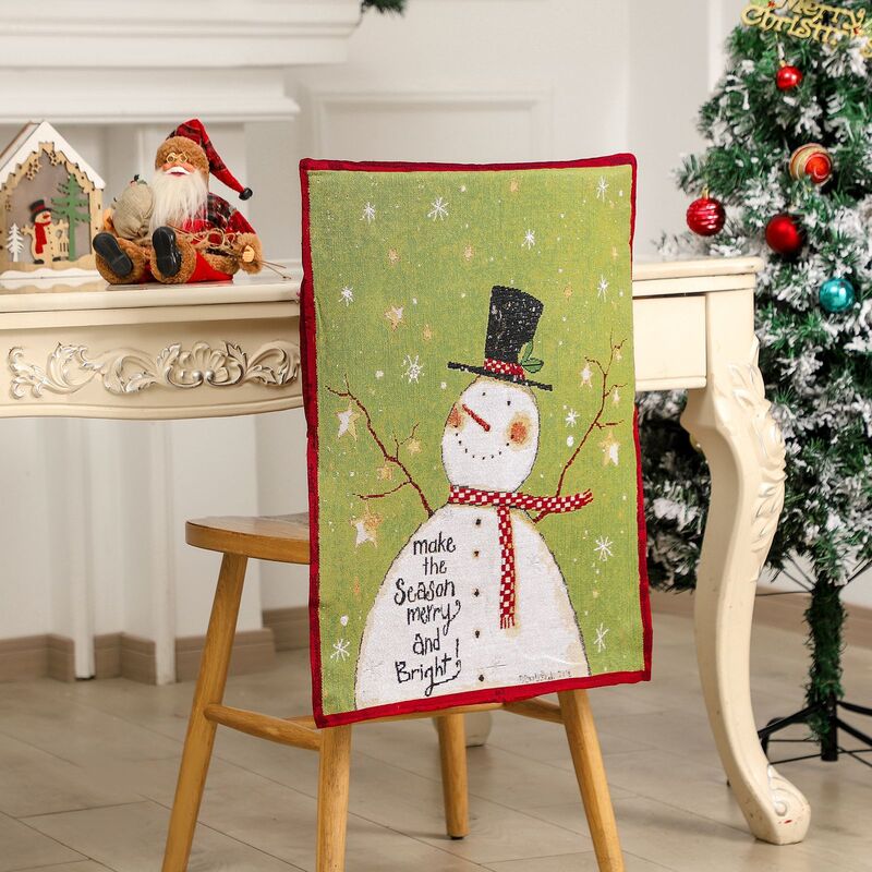ชุดเก้าอี้ตุ๊กตาหิมะสีแดงและสีเขียวสำหรับตกแต่งเบาะรองนั่งในบ้านบรรยากาศสำหรับเทศกาลคริสต์มาส