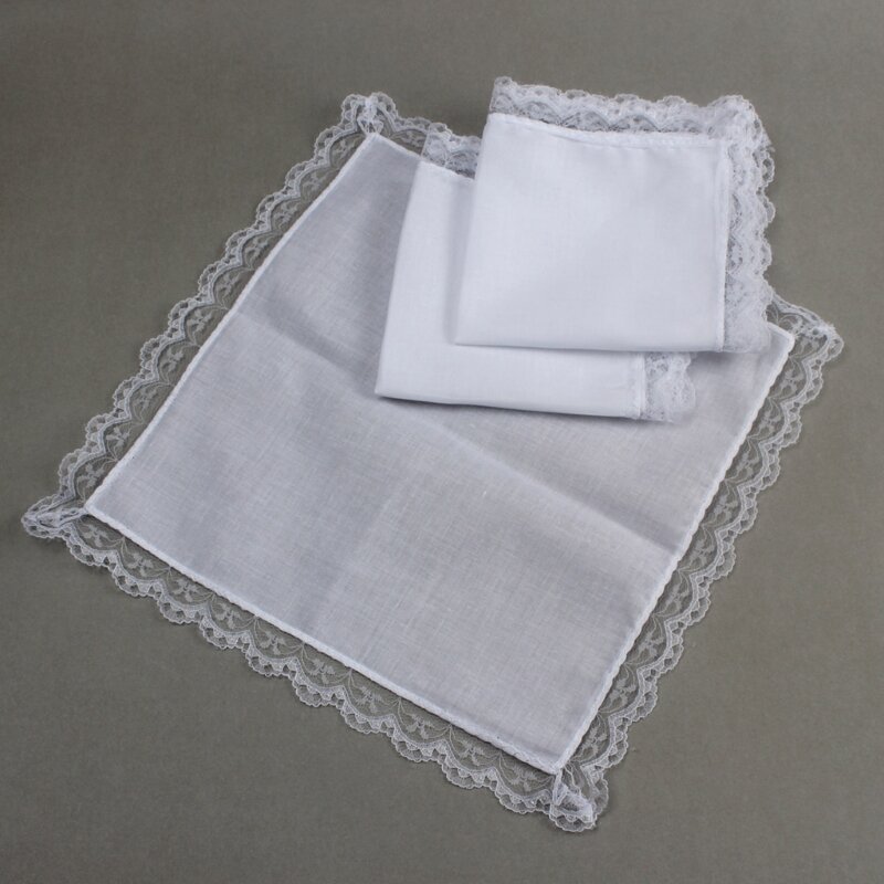 Katoenen zakdoeken Dames Klassiek Wasbaar Kanten Zakdoek Borduren Tie-dye Zakdoeken voor volwassen kinderen