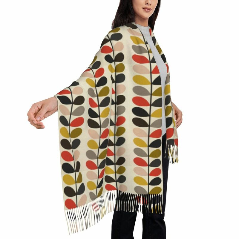 Orla kielyマルチステムタッセルスカーフ女性ソフトフラワー抽象的なショールラップ女性冬秋スカーフ