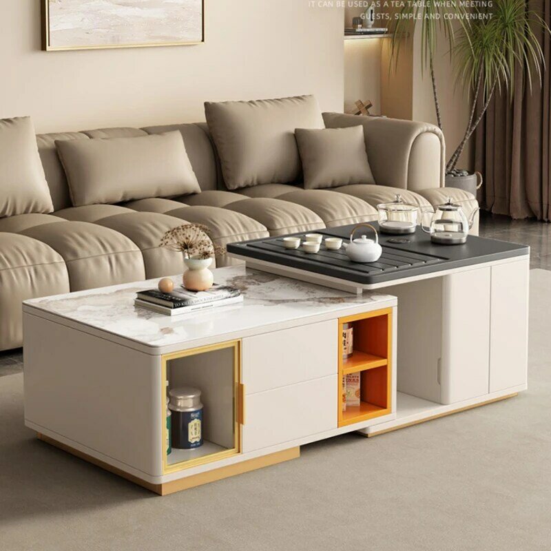 Stone Plate Coffee Table Tea Table Home Modern Tea Cabinet Small Apartment Living Room Smart Tea Table