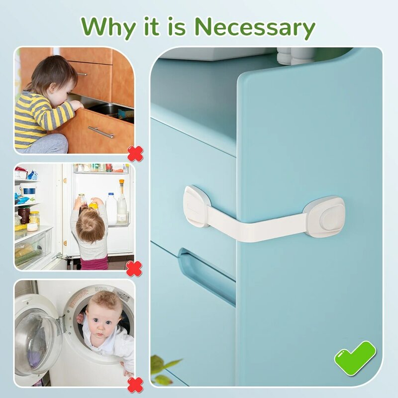 Safelon 6 pces fechaduras do armário da segurança do bebê, fechaduras da correia à prova de crianças, fechaduras da multi-função da segurança do bebê