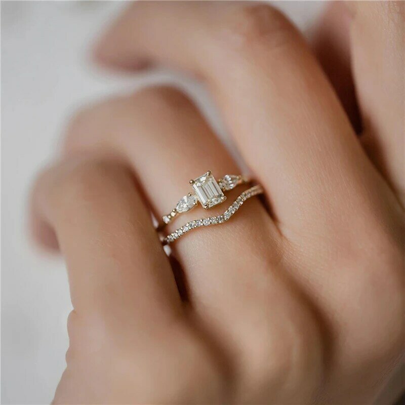Cner prawdziwe 925 Sterling Silver Fashion Mini cyrkon pierścionek zaręczynowy dla kobiet pierścionki kobiece złoty kolor biżuterii prezent anillos