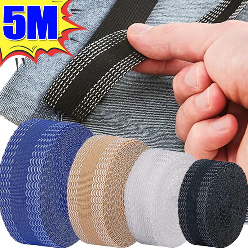1/5M Self-Adhesive Pants Hem Tape Trouser Edge Paste Iron-on Pant Shorten Tools DIY Clothing Repair Polyester Tape Sewing Supply