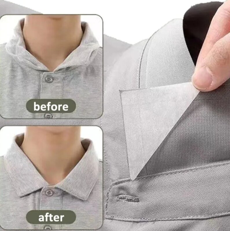 สติกเกอร์ติดปกเสื้อกันม้วนเสื้อยืดแผ่นติดคอตั้งแผ่นยึดติดที่มองไม่เห็นตัวยึดแบบติดแน่น