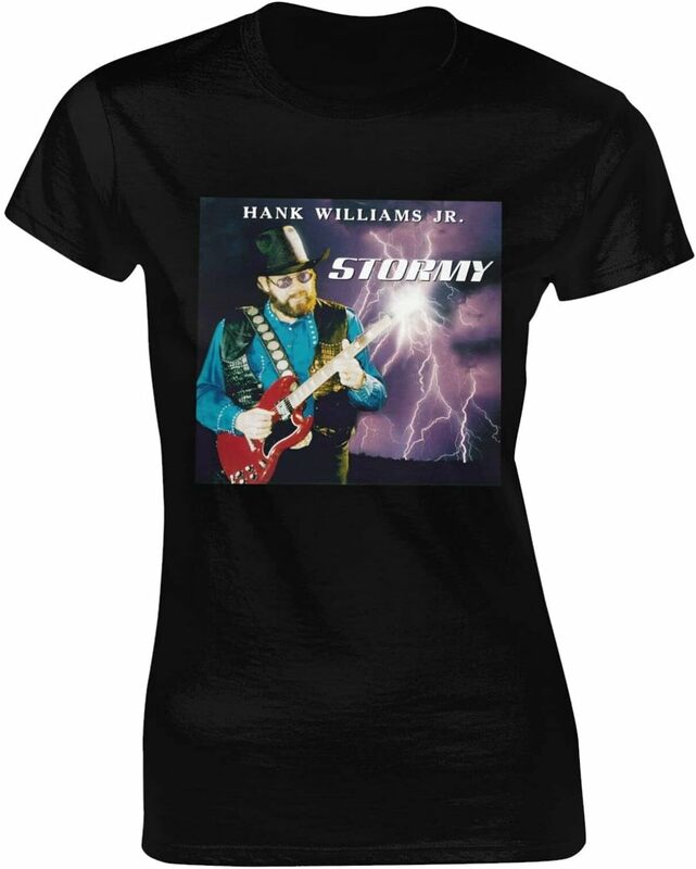 Hank Music Williams Jr Women's Classic Shirt Cotton Crew Neck Casual Top Short Sleeve T-Shirt Black