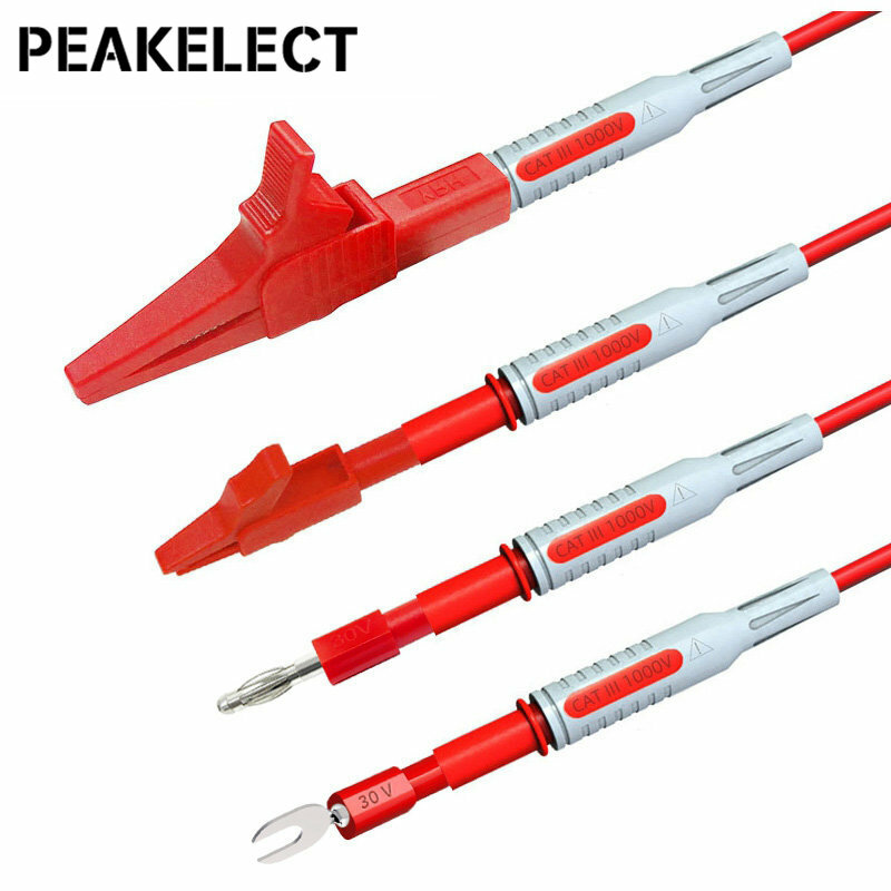 Peakelect p1600f 18 em 1 4mm banana plug multímetro teste leva kit bnc cabo de teste automotivo ic teste gancho clipe conjunto ferramenta reparo