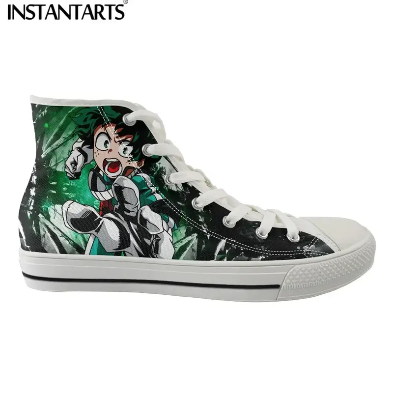 My Hero Academia Printing Vulcanized Shoes Men Canvas High Top Flats Shoes Anime みどりや　いずく Students Boys Casual Shoes
