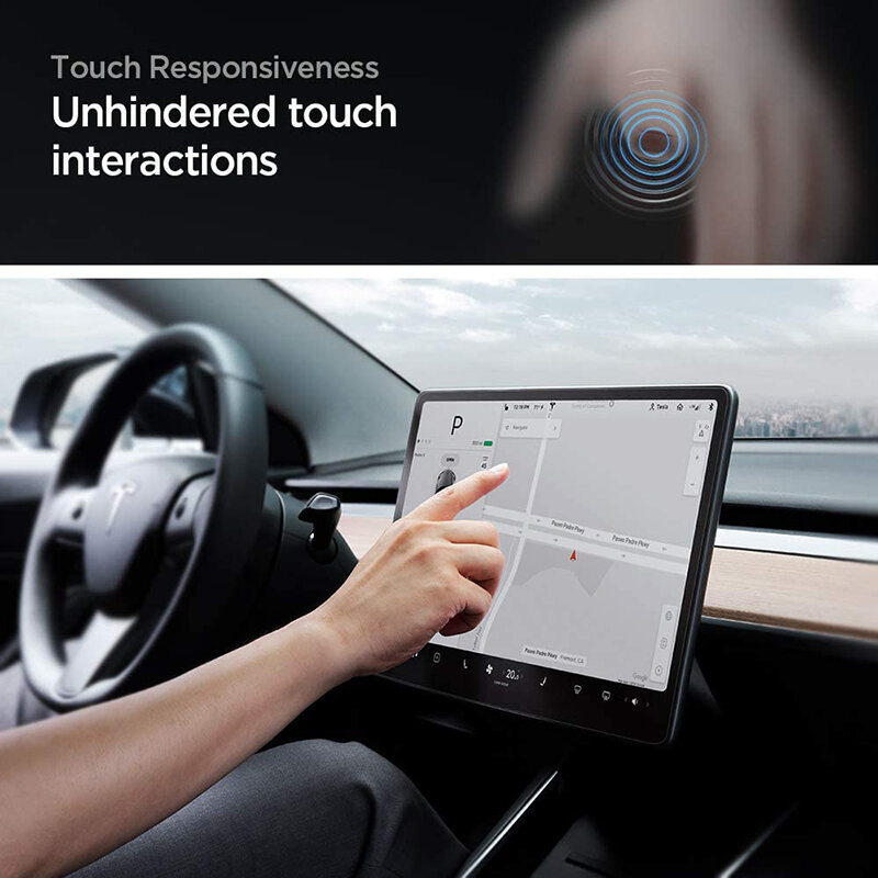 Proteggi schermo in vetro temperato progettato per Tesla Model 3 / Y cruscotto Touchscreen originale 4K Anti-abbagliamento Anti impronte digitali