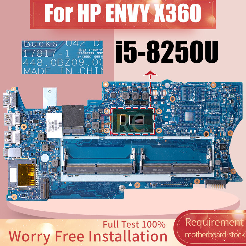 Placa-mãe portátil para HP ENVY, Notebook Mainboard, 17817-1, SR3LA, i5-8250U, 939383-601