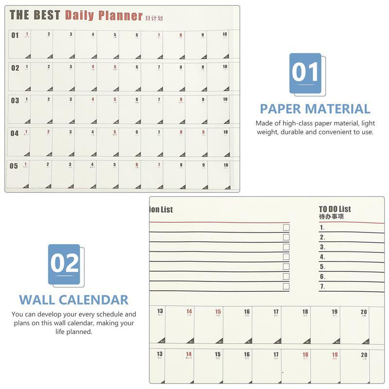 Kalendarz ścienny 2023 roczny codzienny terminarz arkusz papierowy Plan roczny wiszący planowanie duży rok tygodniowy Agenda Pad miesiąc 12