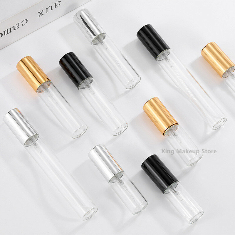 50PCS 5ml 10ml 15ml Portable Mini Perfume Bottle Spray Bottle Cosmetic Sample Glass Bottle Empty Container Refillable Bottle 2#