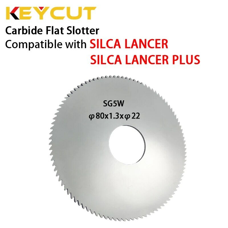 Slot datar karbida SG5 SG5W, pemotong penggilingan kompatibel dengan SILCA LANCER 80x1.3x22 pengganti alat tukang kunci