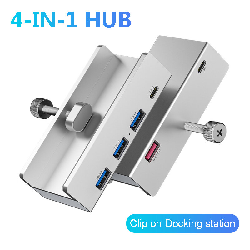 Hub USB 3.0 com fonte de alimentação, adaptador USB 3.0 Splitter, tipo Clip Multi Splitter, transmissão de dados 5G alta velocidade para laptop
