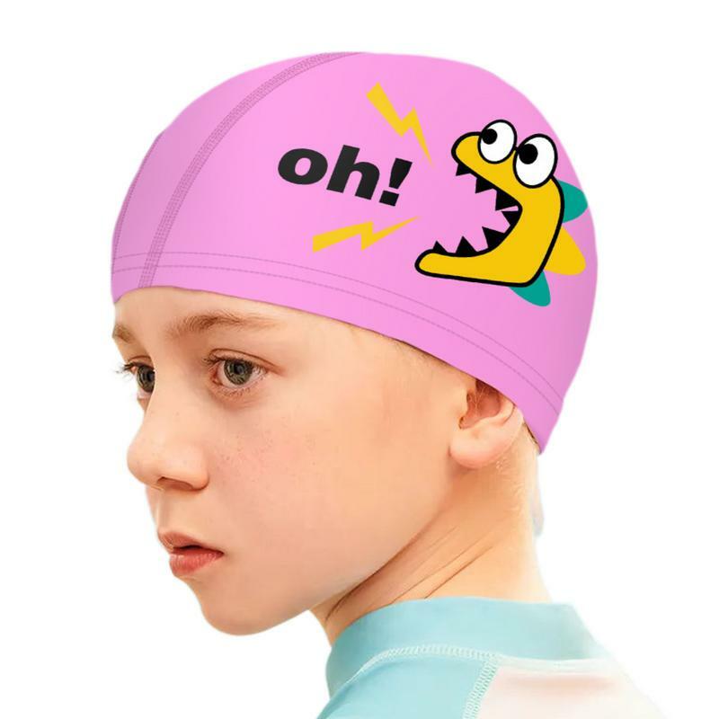 유아 수영 모자, 편안한 머리 커버 모자, 귀여운 만화 수영 장비, 소녀 소년, 십대 유아 수영 모자