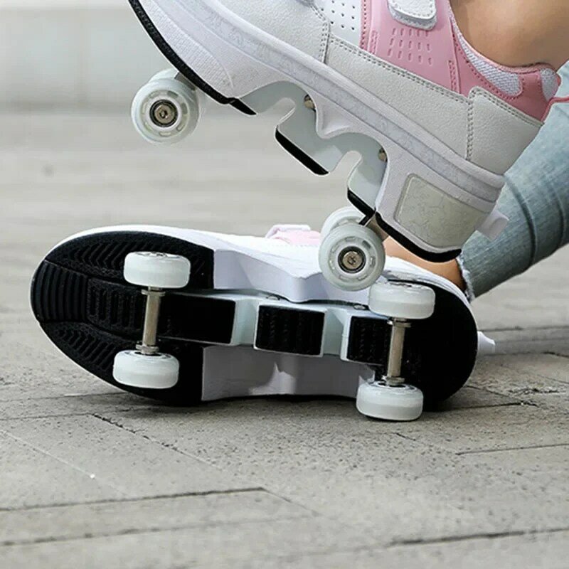 Deform-patín de ruedas con 4 ruedas para mujer, zapatillas de deporte, zapatos de deformación, Parkour Runaway, regalo para jóvenes y adultos