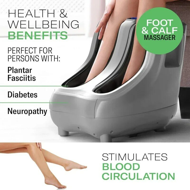 KoolerThings Shiatsu Heated Foot and Cal Massager Machine to Relieve Sore Feet, Ankles, Calfs and Legs, Deep Kneading Therapy, R