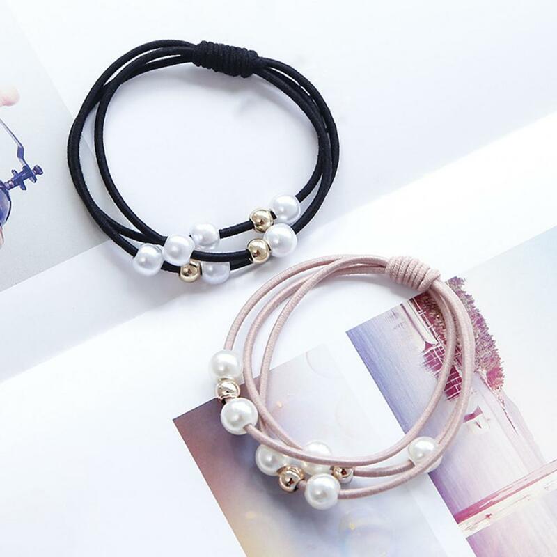 Faux Pearl Decor Hair Tie Multilayer Rubber Band Ponytail Holder High Elastic Hair Rope Hair Accessories Hairpins Пояс Волос