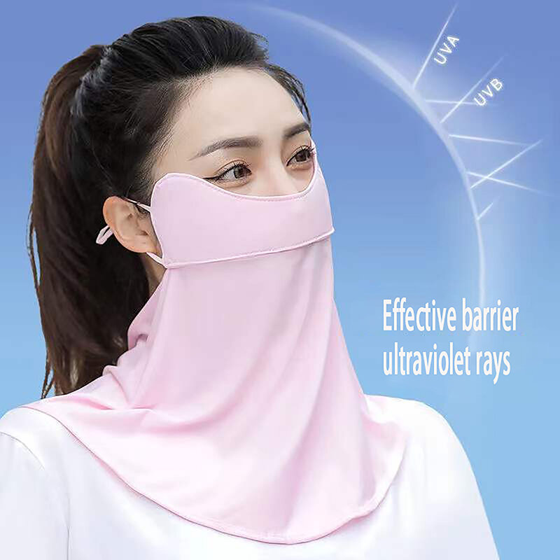 Outdoor Eis Seide Sonnenschutz maske Frauen Sommer Anti-UV schnell trocknende Gesichts bedeckung Schal atmungsaktiven Nackenschutz hängen Ohr Stirnband