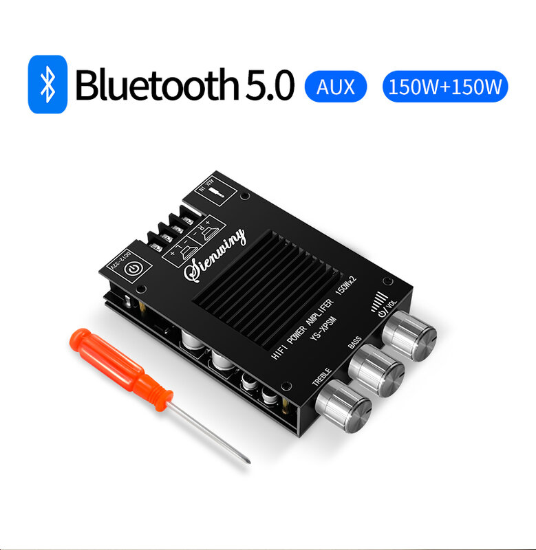 YS-XPSM ปรับ Bluetooth5.0เบสเสียงแหลมสเตอริโอ150W * 2 TDA7498E โมดูลบอร์ดเครื่องขยายเสียงเสียงแอประบายความร้อนแบบสองช่องสัญญาณ