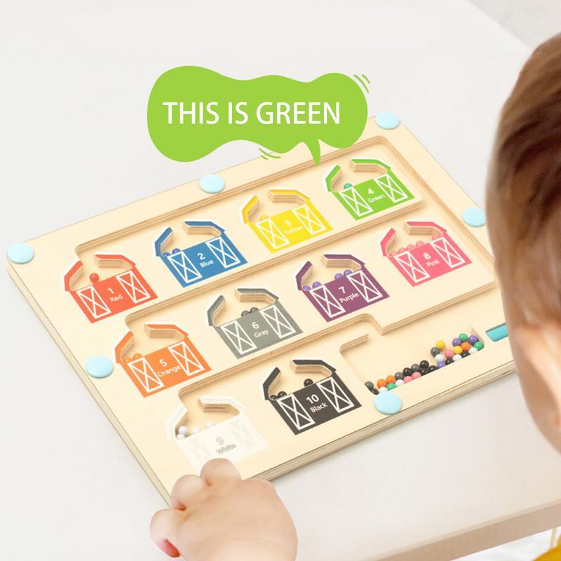 Labirinto magnético cor e número para crianças, contando brinquedos correspondentes, quebra-cabeça interativo jogo de tabuleiro, brinquedos pré-escolares Montessori