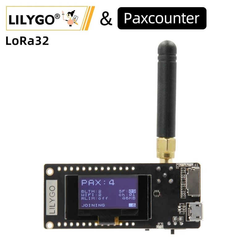 LILYGO® Paxcounter LoRa V2.1_1.6.1 ESP32 433/868/915MHZ 0.96 인치 OLED SD 카드 블루투스 WIFI 모듈 미터링 승객 흐름