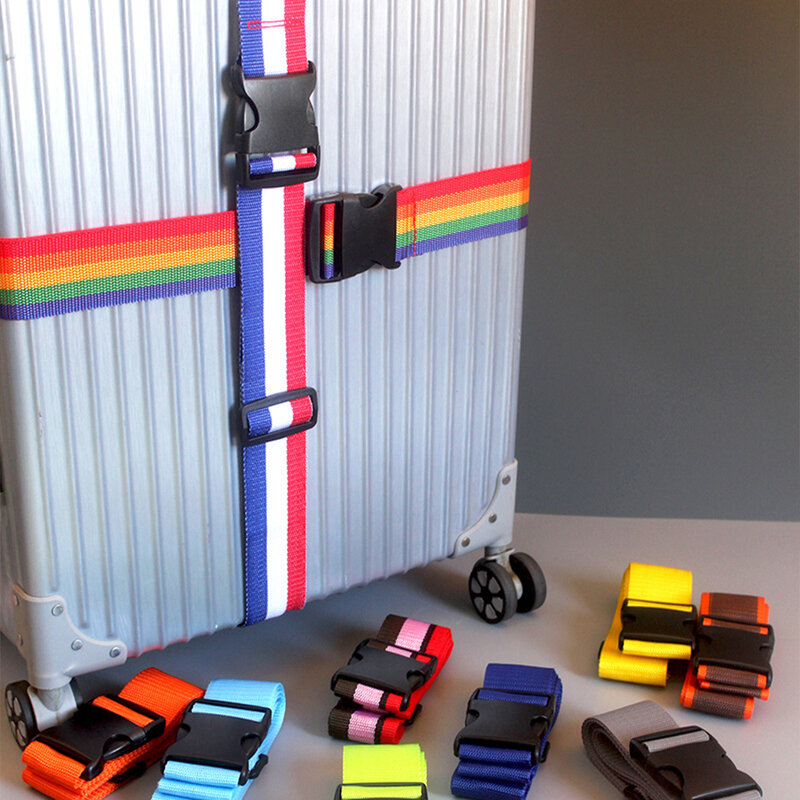 Correas de equipaje ajustables de nailon de alta resistencia, correas de equipaje de viaje seguras y convenientes, colores arcoíris