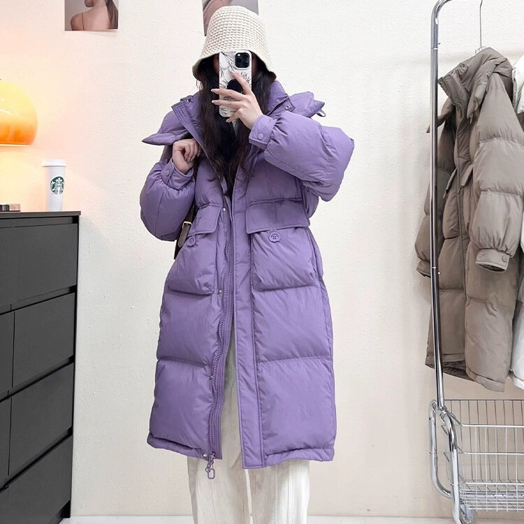 Abrigo de plumón de pato blanco para mujer, abrigo grueso informal de talla grande, holgado, a la moda, novedad de invierno, 2023