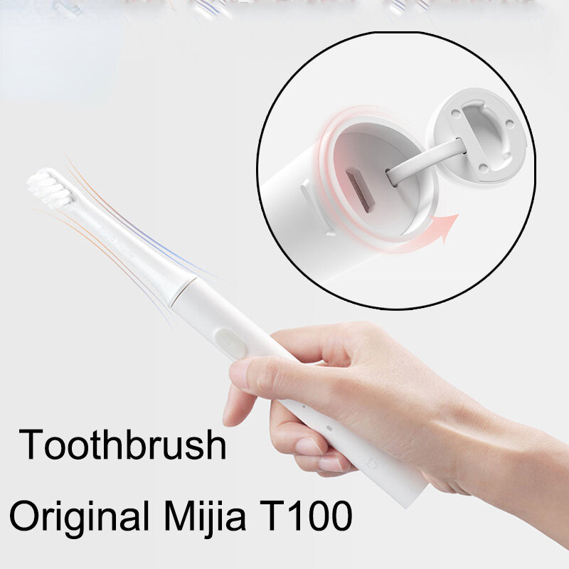 Xiaomi-Mijia Escova Elétrica para Adultos, Escova de Dentes Automática Ultrassônica, USB Recarregável, Escova de Dentes Impermeável, T100