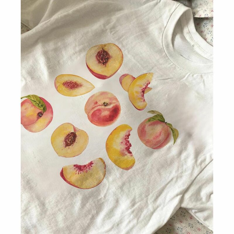 Camiseta con estampado de melocotón para mujer, camisa con estética de fruta, playera Bohemia, playera con estampado de melocotón para mujer