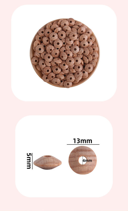 50/100 buah/lot 13*5mm manik-manik datar kayu bayi Aksesori kalung rantai dot manik-manik tumbuh gigi aman bebas BPA