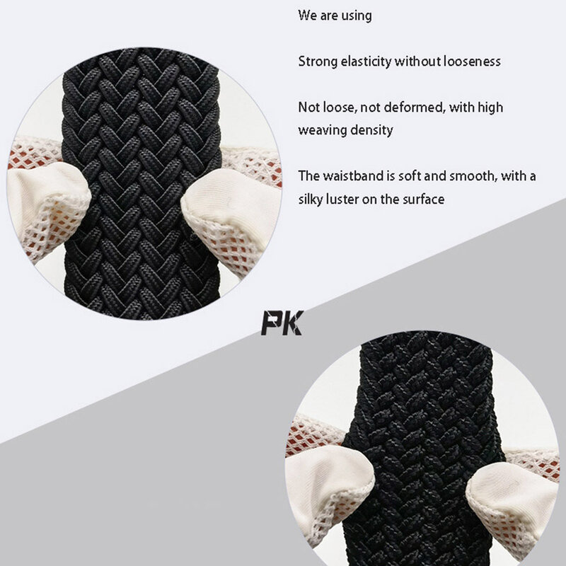 Sabuk kanvas elastis edisi Korea pria, gesper jarum olahraga santai kualitas tinggi, sabuk hitam paduan rajut elastis 3.4cm