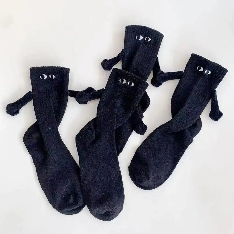 Magnetic Suction 3D Doll Couple Socks Cartoon Lovely Hand In Hand Cotton Breathable Comfortable Socks For Women Cute Socks