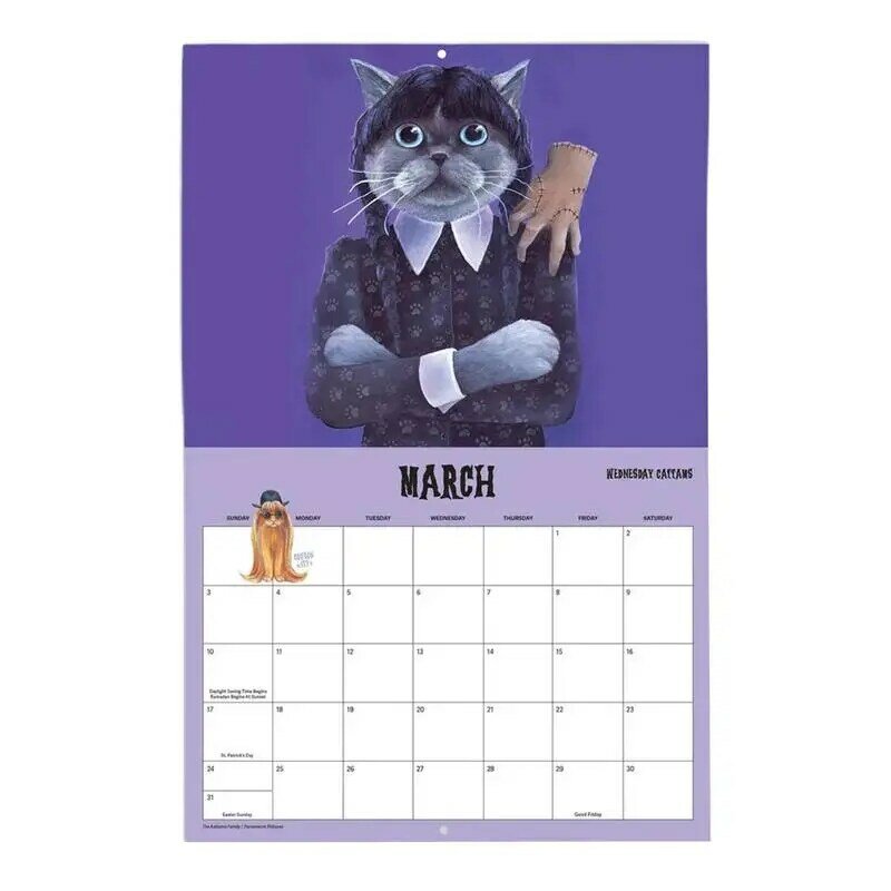 تقويم معلق على الحائط مع قطط سكاريدي ، جدولة يومية قابلة للتعليق ، 12 شهرًا ، ، ، من من