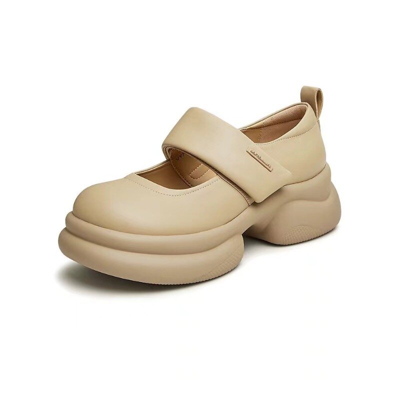 Туфли Мэри Джейн с закрытым носком, летняя повседневная Уличная обувь на платформе, на толстой подошве, с круглым носком, на низком каблуке, Корейская версия